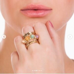 Brand new Maria Dolores ring real gem stones gold plated size 7
